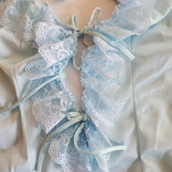 1443 * Unbranded Lace Camisole Baby Blue Size M Vintage Made in USA - Picture 5 of 8